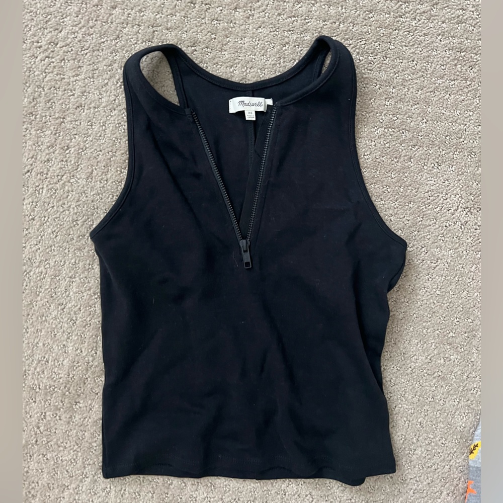 Madewell Black zip up tank